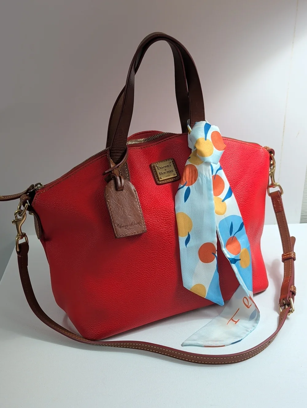 Dooney & Bourke Red Pebbled Leather Domed Satchel